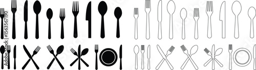 Tablespoon Table knife, Fork And Plate Dinner Set Vector Eatery symbol Kitchen utensil Tableware serving sign