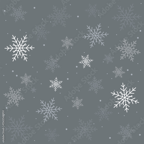 seamless christmas pattern with white snowflakes on dark background
