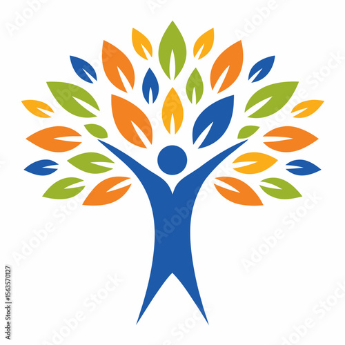 Human Tree Growth Vector Icon.