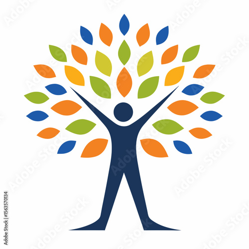 Human Tree Growth Vector Icon.