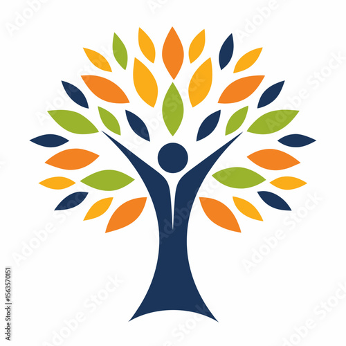 Human Tree Growth Vector Icon.
