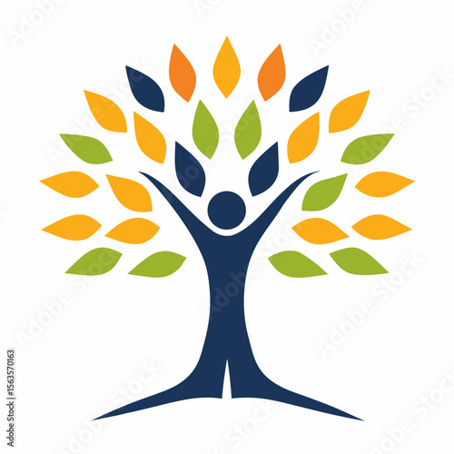 Human Tree Growth Vector Icon.