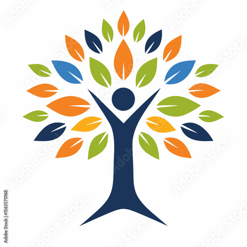 Human Tree Growth Vector Icon.