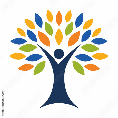 Human Tree Growth Vector Icon.