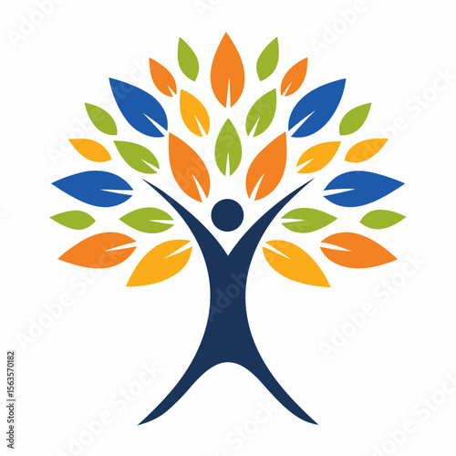 Human Tree Growth Vector Icon.