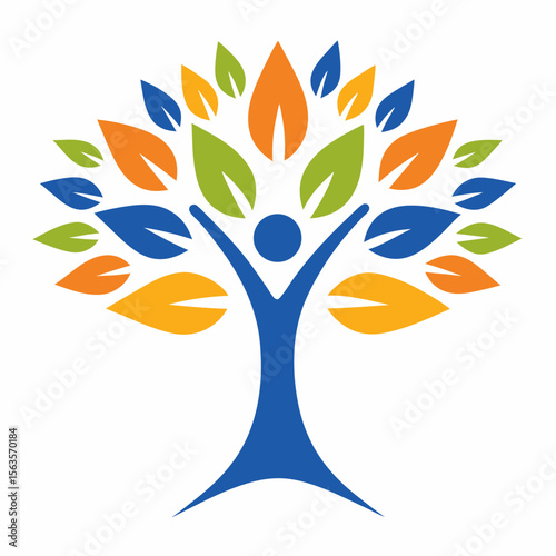Human Tree Growth Vector Icon.