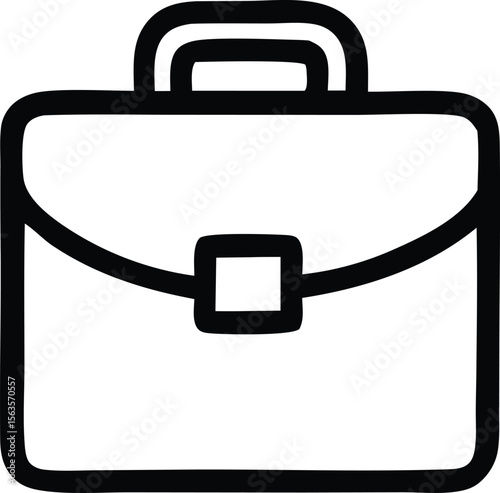 Simple black outline icon of a briefcase or portfolio bag with a handle and clasp