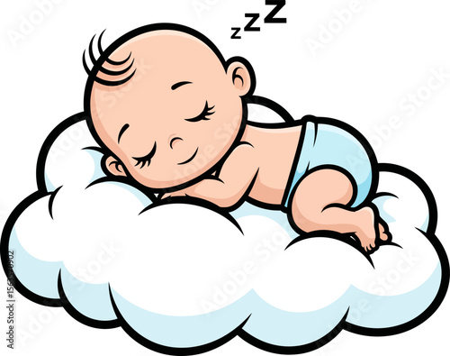 Adorable Baby Sleeping Peacefully on a Fluffy Cloud Dreaming Sweetly