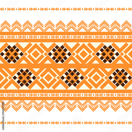 geometric pattern orange, brown. Native American tribal fabric, design vector for woven textile printing,tile,carpet,cards, motifs, picture books, ethnic boho indian texture ornament seamless pattern