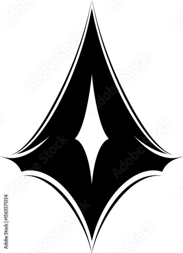 Abstract Black Diamond Shape with a Central White Starburst