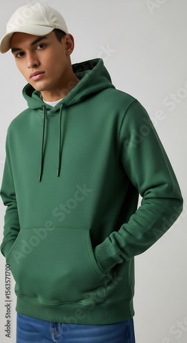Men's Classic Green Hoodie Comfortable, Stylish, and Perfect for Everyday Wear