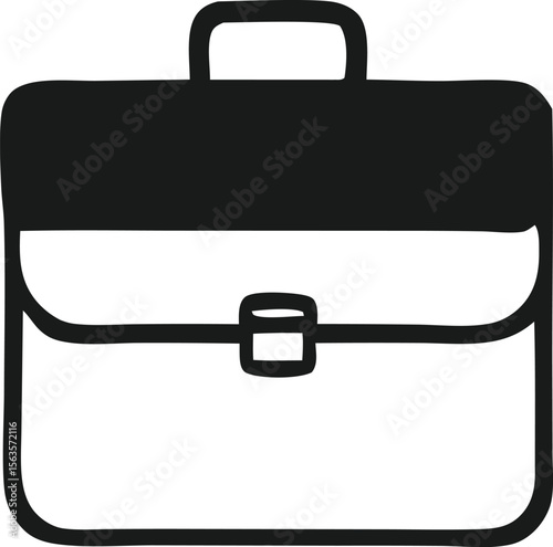 Simple black silhouette of a business briefcase with a handle and a clasp