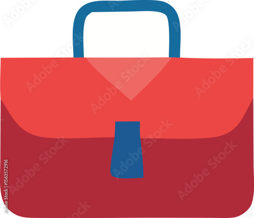 A simple stylized illustration of a red and blue briefcase with a textured finish perfect for educational or business themes