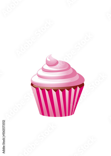 Pink muffin with whipped cream