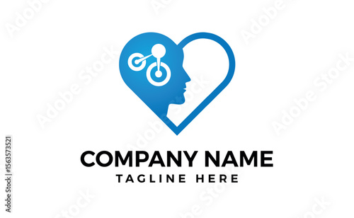 Illustration abstract technology sign connect with love or heart logo design template