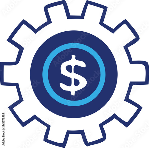 Stylized gear with dollar sign symbolizing financial mechanics and economic operations