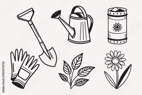 gardening icons set