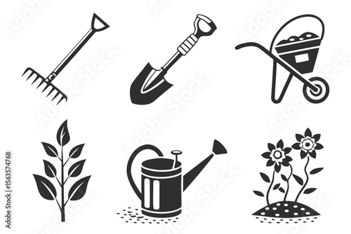 set of gardening tools