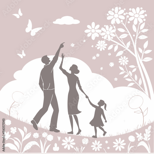 Lovely family vector silhouette design free online download.