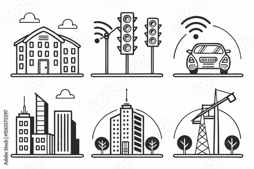 set of icons of houses