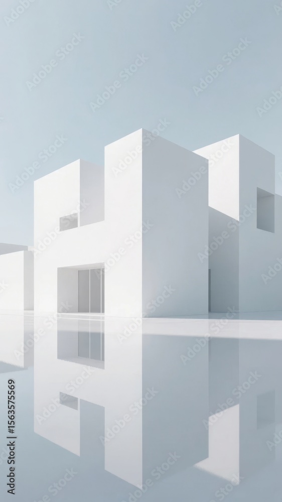 Fototapeta premium Abstract Architectural Forms with Reflection on Smooth Surface