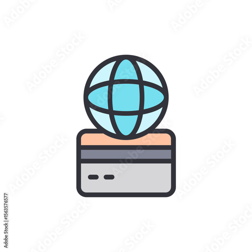 Worldwide Payment Method Concept With Globe And Credit Card Icon