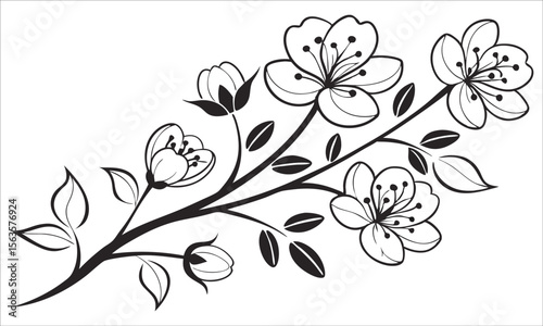 Blossom branch with leaves flower petal