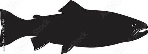 Elegant Black Goldfish Silhouette with Long Flowing Fins