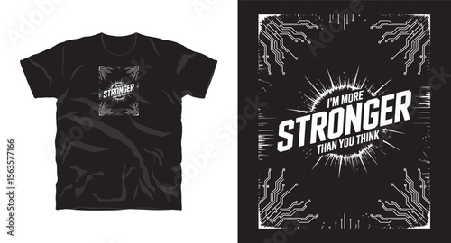 I'm stronger than you think motivational typography t-shirt design, inspirational quote, motivational slogan for fitness, life, success, positive mindset, casual apparel, t-shirt design