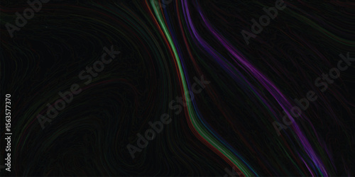 Intricate digital composition featuring flowing multicolored strands creating a visually captivating and dynamic artistic impression on a dark surface.