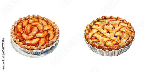 peach cobbler watercolor vector illustration