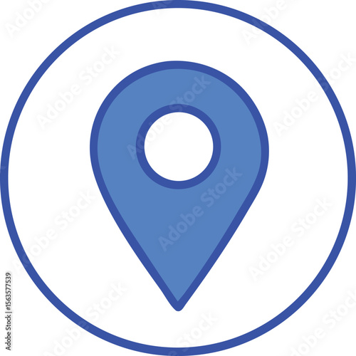 A minimalist blue location pin icon with a circular border representing navigation places and geographic markers