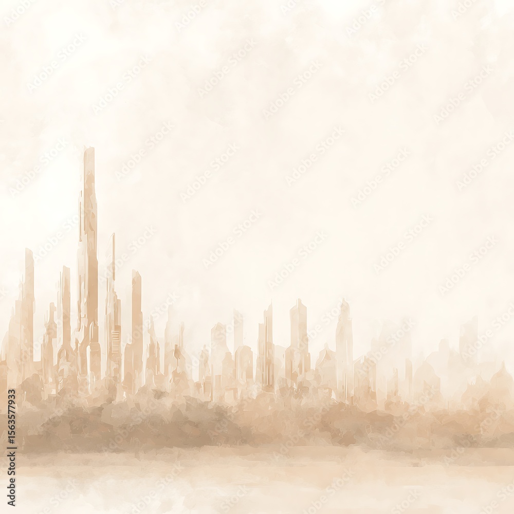 Fototapeta premium Desolate city skyline, muted tones