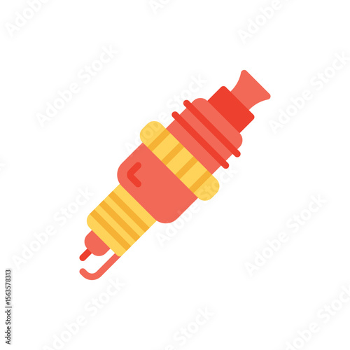 Illustration of isolated flat illustration of a car spark plug for engine ignition and auto maintenance service parts vector