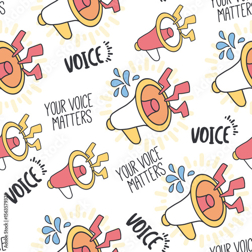 Amplify Your Voice Loud Megaphone Mania Pattern can be use for background, template, and apparel design