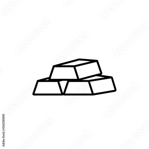 Gold bars stacked in a minimalist style on a white background  