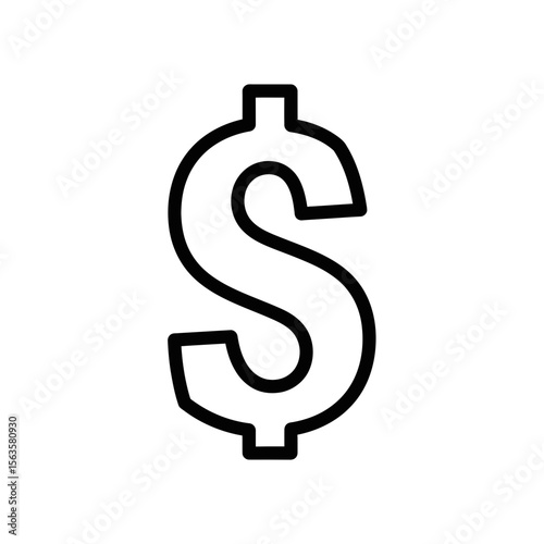 Dollar sign symbol in minimalistic black outline design  