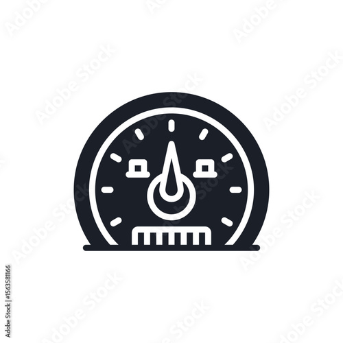 Illustration of speedometer gauge vector icon design for dashboard interface and performance measurement with needle indicator vector