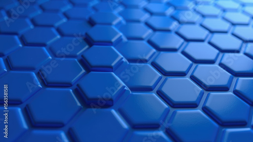 Sleek blue hexagonal pattern creates modern and stylish surface, perfect for backgrounds or design elements