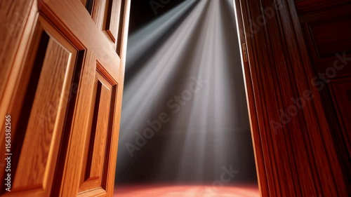 Open Courtroom Door Flooded with Sovereign Light of Justice