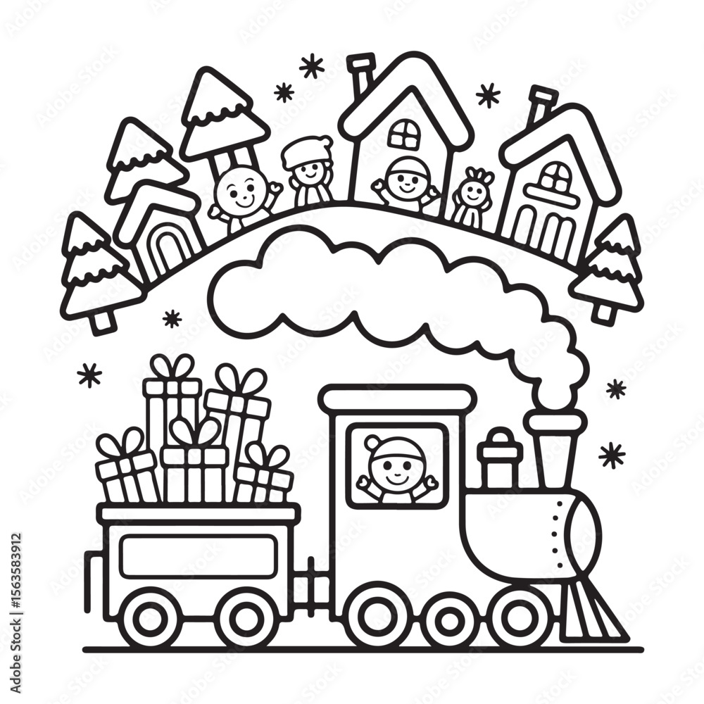 Fototapeta premium cute candle with holly bold & easy cute christmas coloring page, Whimsical Gingerbread House Coloring Pages for Kids & Adults, Christmas Coloring Pages, bold & easy cozy winter coloring book pages,