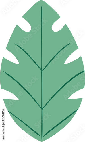 Stylized monstera leaf illustration with a simple clean design and a soft green color palette