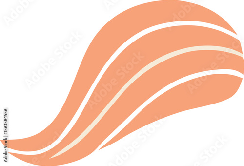 Abstract illustration of flowing salmon fillet slices with white and cream stripes against a clean white background