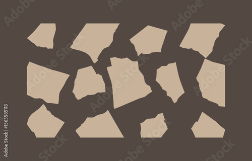Abstract Beige Paper Fragments: Torn Edges, Dark Background, Minimalist Design