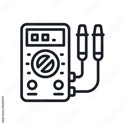 Illustration of digital multimeter vector icon for electronic measurements and electrical testing equipment use in engineering 100 vector