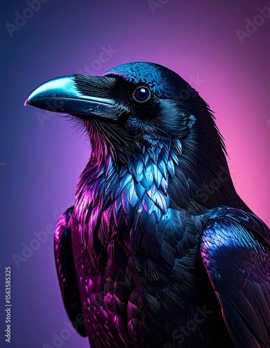 detailed close up image of a beautiful black crow