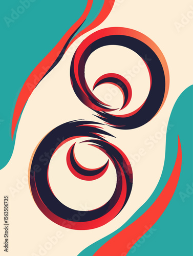 an illustration of a torso with red and black swirls on it
