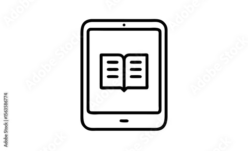 Icon of  open book displayed on tablet 