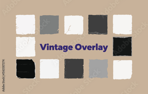 Vintage Torn Paper Overlay Textures: Grayscale & White, Grunge Style
