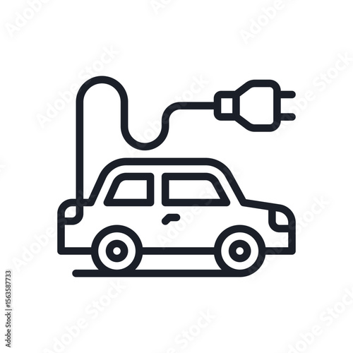 Illustration of electric vehicle charging station icon for ev car battery charger and renewable energy technology concept vector